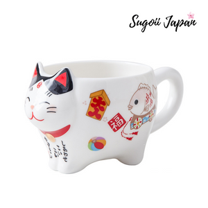 Kawaii Maneki Neko (Japanese Lucky Cat) Tea Set Made in Porcelain