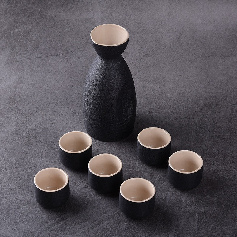 Minimalist Japanese Sake Set Made In Ceramic | Black or White