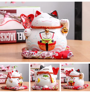 Cute Maneki Neko (Lucky Cat) Piggy Bank Made In Ceramic