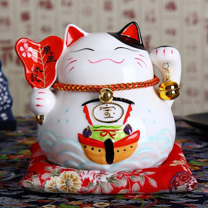 Cute Maneki Neko (Lucky Cat) Piggy Bank Made In Ceramic