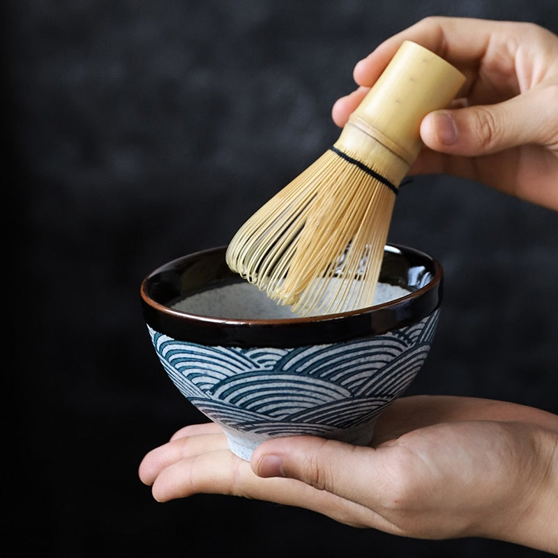 Traditional Matcha Set Made In Ceramic - Blue Waves Edition